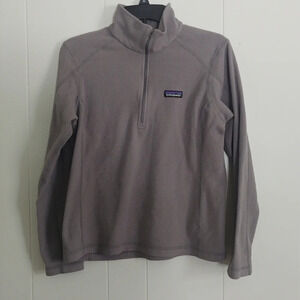 Patagonia Womens sz M Sweatshirt Gray Logo 1/4 Zip Long Sleeve Pullover